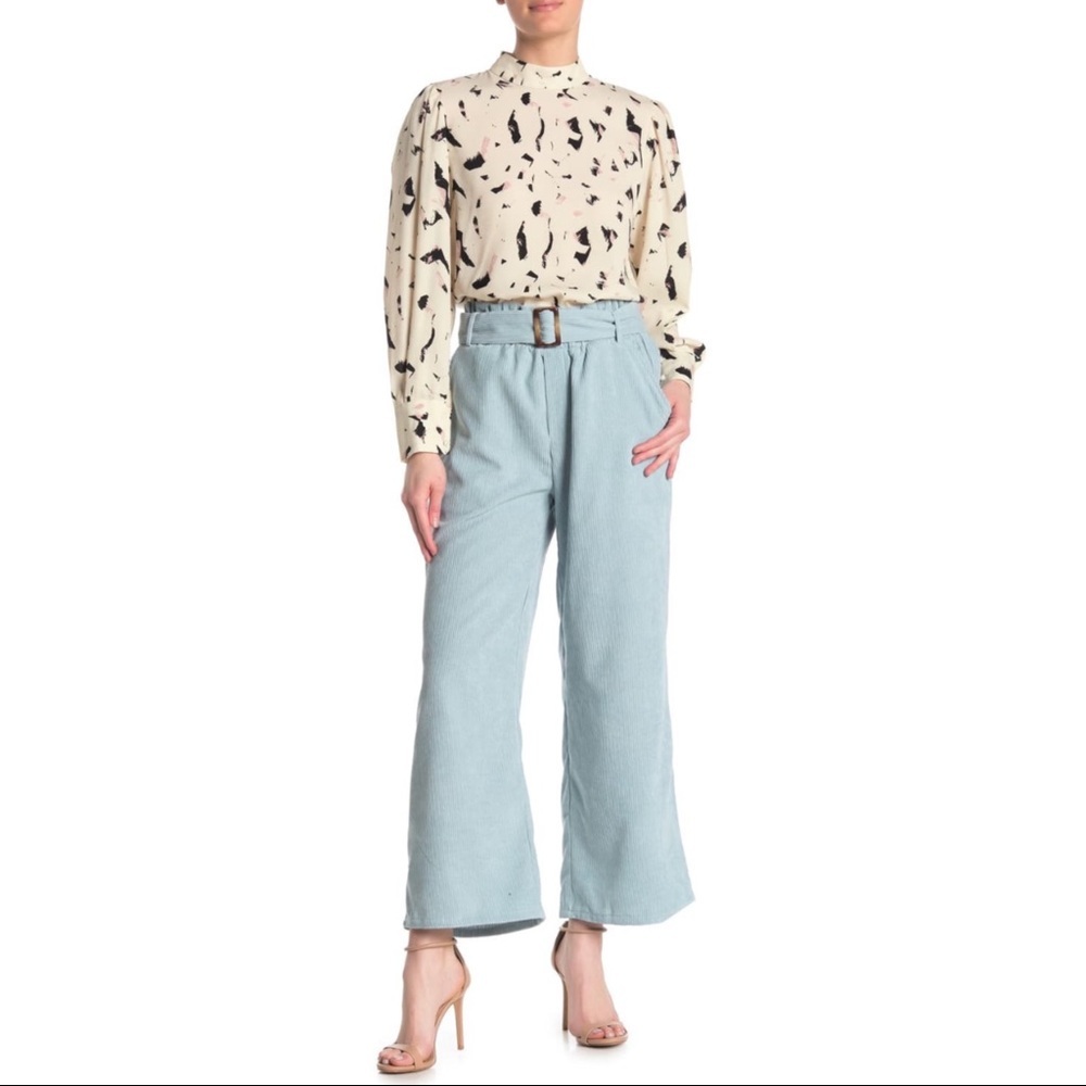 Sweet Rain Courdory Waist Belted Pants Mint Blue
